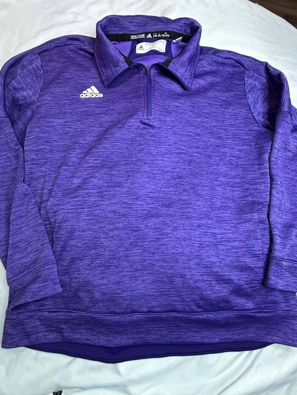 Adidas Team Issue 1/4 Zip Size 2XL Purple Climalite Pullover